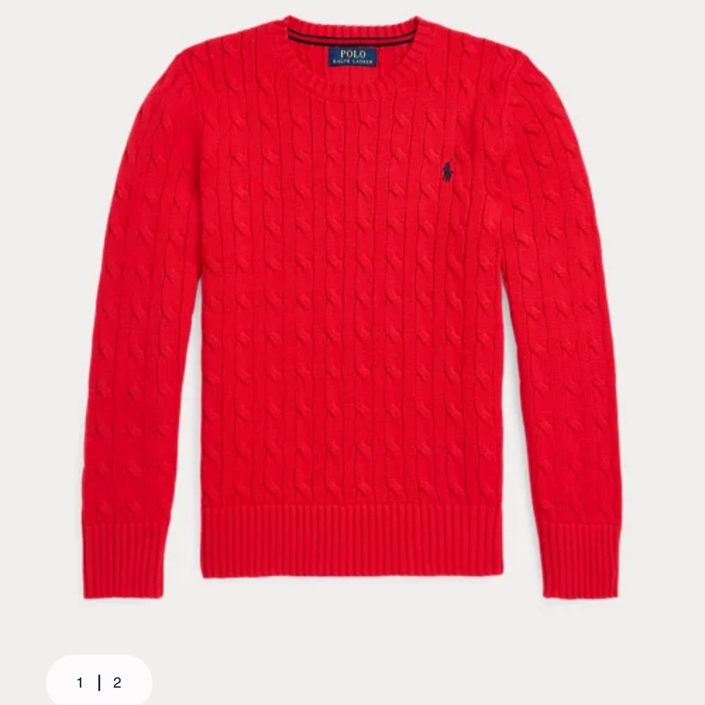 Ralph Lauren Boys XL Red Cable Knit Sweater